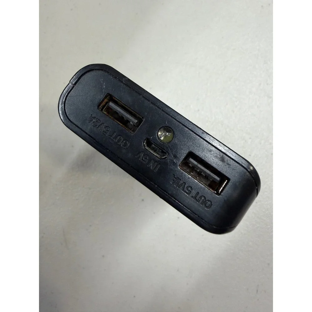 Snap-on Portable Power Bank Dual USB Charger LED Display Flashlight Black